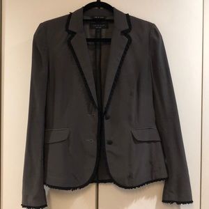Rag & Bone grey silk jacket with black trim size 2